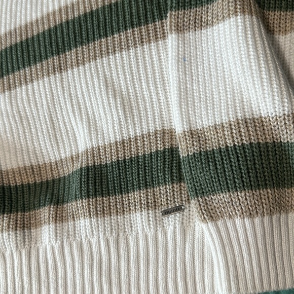 Hollister Striped Sweater White, Green & Tan EUC sz L - Picture 3 of 3